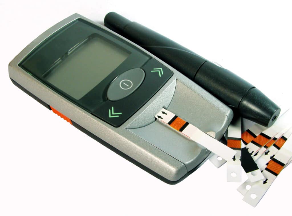 Diabetic test strips stored in a cool and dry area to preserve product integrity and safety by More Cash for Test Strips located in Carson California
